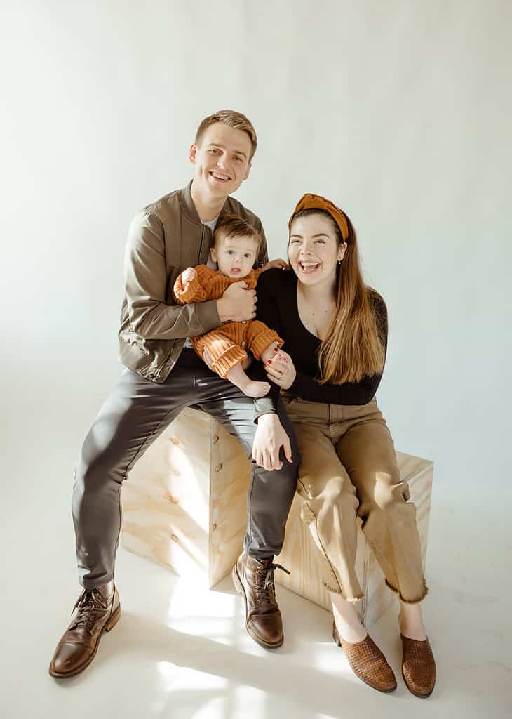 Family photo of Mason including his wife and young son.